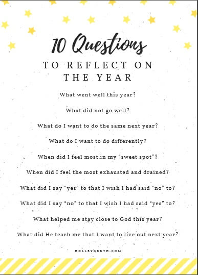 questions to reflect on the year
