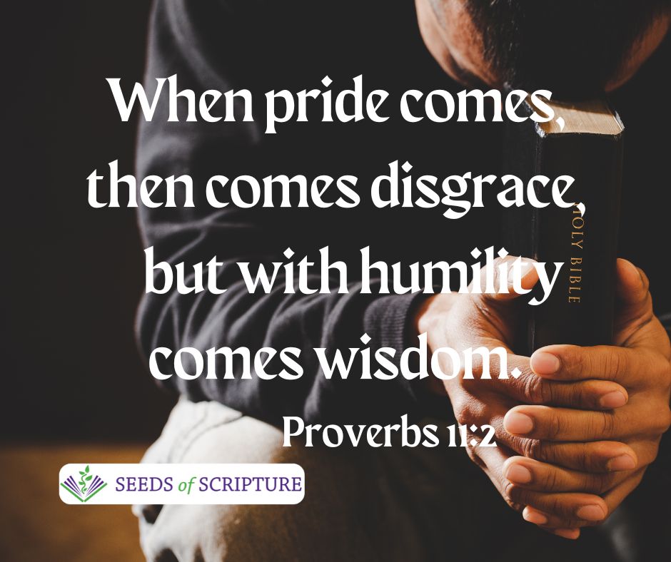 When pride comes, then comes disgrace, but with humility comes wisdom. Proverbs 11:2 NIV