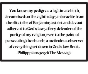 Philippians 3:5-6, Paul's pedigree as obedient Jewish Pharisee